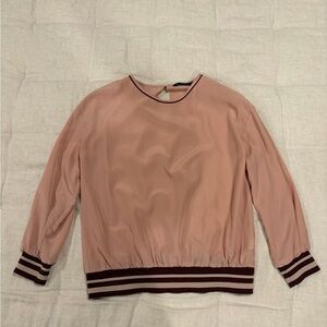 Zara Blush Pink Blouse with Maroon Accents